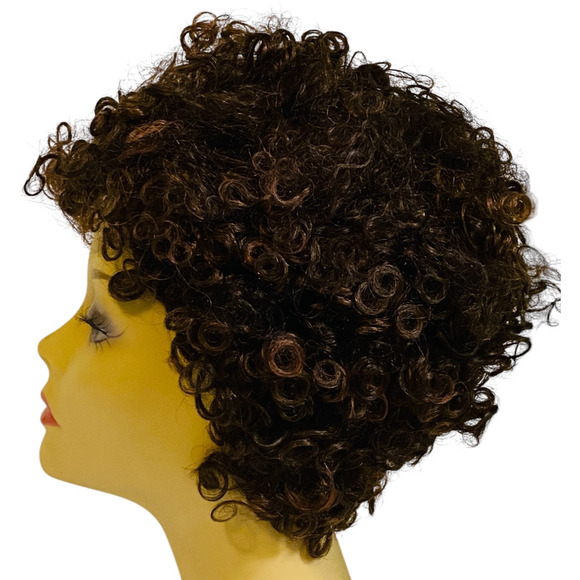 Human Hair Curly Wig ASHRO Color FS430 Brown Copper Women Teens One Size NWT - Picture 2 of 10